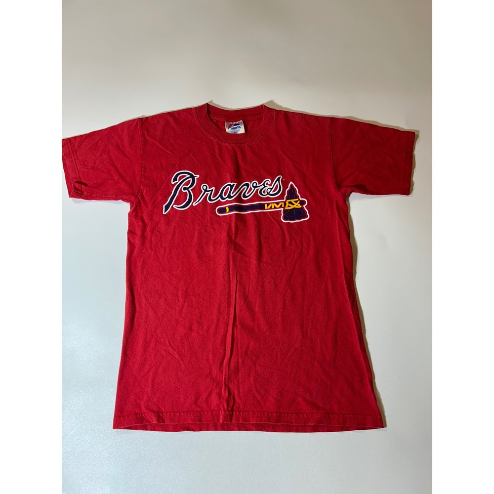 Majestic Atlanta Braves Chipper Jones T-Shirt Mens L Red Excellent MLB Baseball